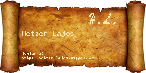 Hetzer Lajos névjegykártya